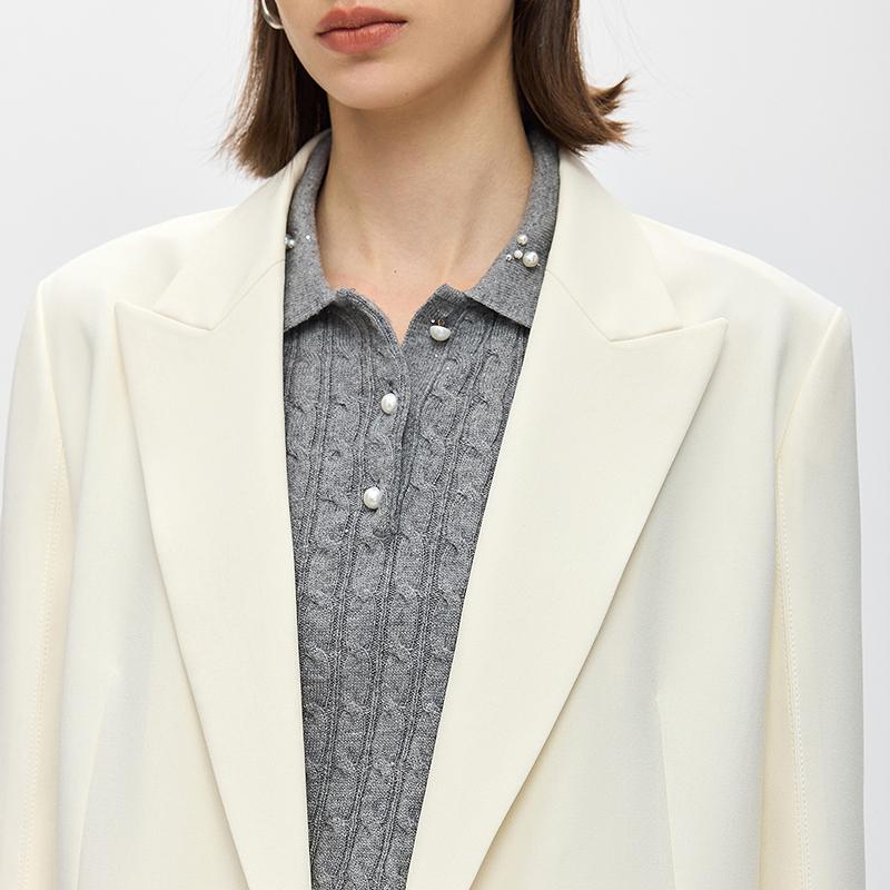 LILY minimalist silhouette white suit jacket