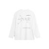 Li Ning CF Letter Print Casual Sports свитер с круглым вырезом и длинными рукавами Футболка с заниженной линией плеч Мужские топы Стандарт-белый ATLU113-2