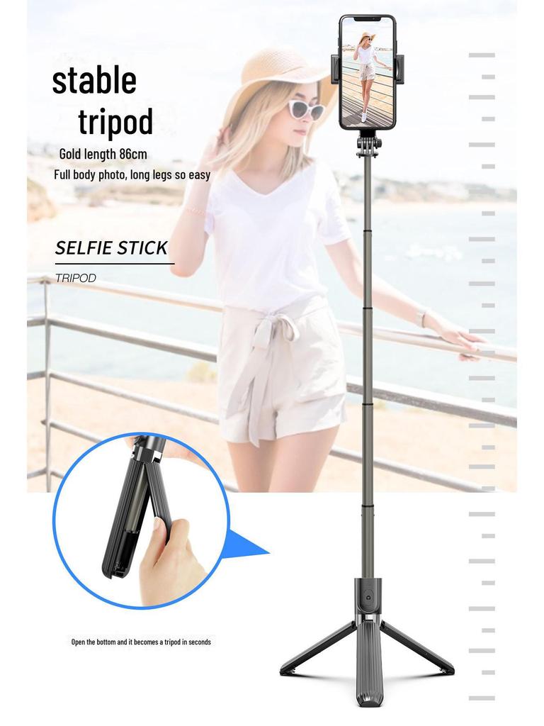 Bluetooth Selfie Stick with Stabilizer, Anti-Shake, LED Fill Light, and Mini Handheld Gimbal Tripod for Vlogging