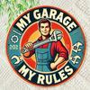D Flat pc xinch Vintage My Garage My Rules Metal Sign  Rustic  Garage Rules Sign with Mechanic Artwork Pre