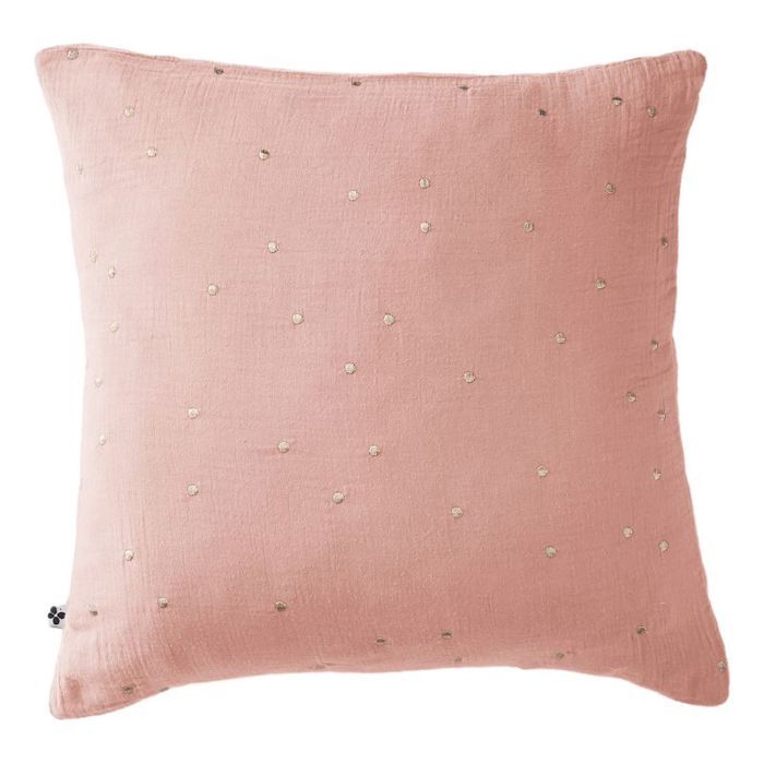 Golden Polka Dot Decorative Pillowcase "Gaïa Chic" 60 X 60 Cm &; 50 X 70 Cm "Cotton Gauze" - Gaïa Chic Peach Pink - 60 X 60 Cm