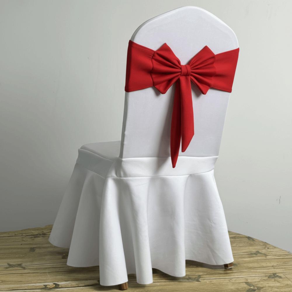 Ready Made Chair Bands Solid Color Satin Ribbon Bows  Wedding Banquet Events Decoration