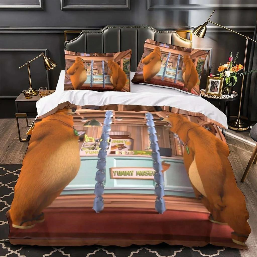 3D Anime Grizzy and the Lemmings Printed Bed Set Duvet Cover Pillowcase Bedding Set Linen Sheet Quilt Cover Full Queen King Size