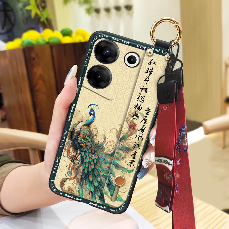Для мамы чехол для телефона в китайском стиле для Tecno Camon20 Pro 5G/CK8n Модный ремешок на запястье Мягкий чехол Держатель для телефона Грязеотталкивающий