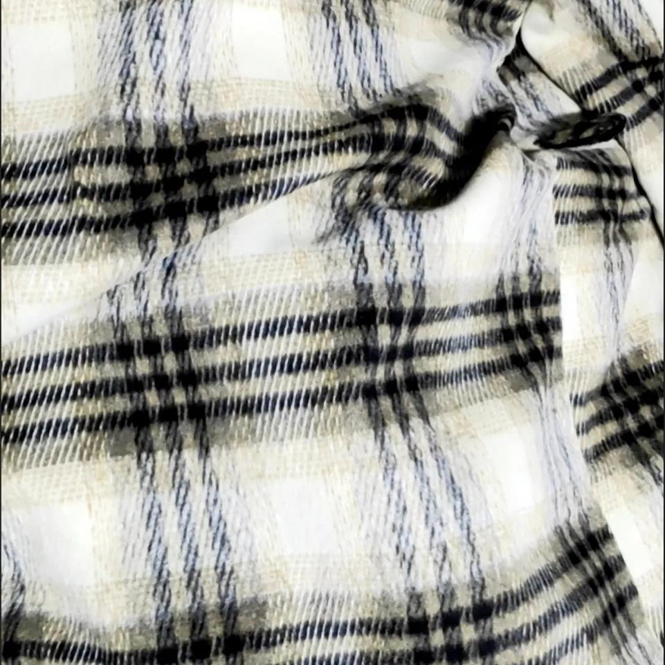 Модное длинное клетчатое пальто для женщин, шерстяная куртка длиной до колена