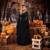 Halloween Renaissance Witch Dress for Women Gothic Victorian Dress Long Bell Sleeve Medieval Costume for Halloween Cosplay Party