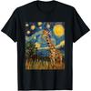 Cute Giraffe Africa - Van Gogh Style - Starry Night T-Shirt(1)