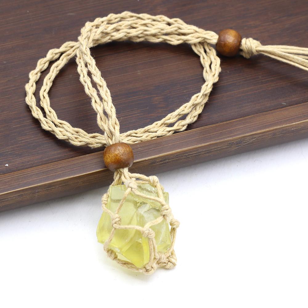 Женское ожерелье натуральный оригинальный камень сетчатый пакет нерегулярный кулон плетеная веревка подвески унисекс любовь романтическая подарочная цепочка 50 см