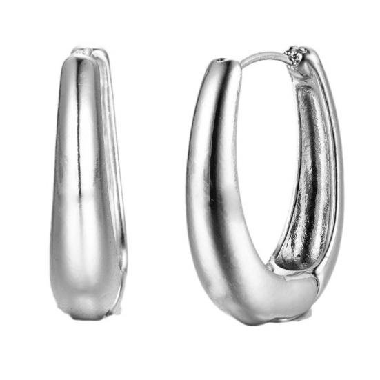 1 Pair Huggie Earrings Retro Geometric Solid Color Anti-allergy Electroplated Lightweight Stainless Ear Decoration Jewelry Commute Ear Hooks