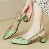 Модный дизайнер Зеленые босоножки с ремешком через пятку Женские туфли с вырезами и ремешком на щиколотке 5 см Средне-высокий каблук Офисные женские туфли Сандалии Женские Каблуки
