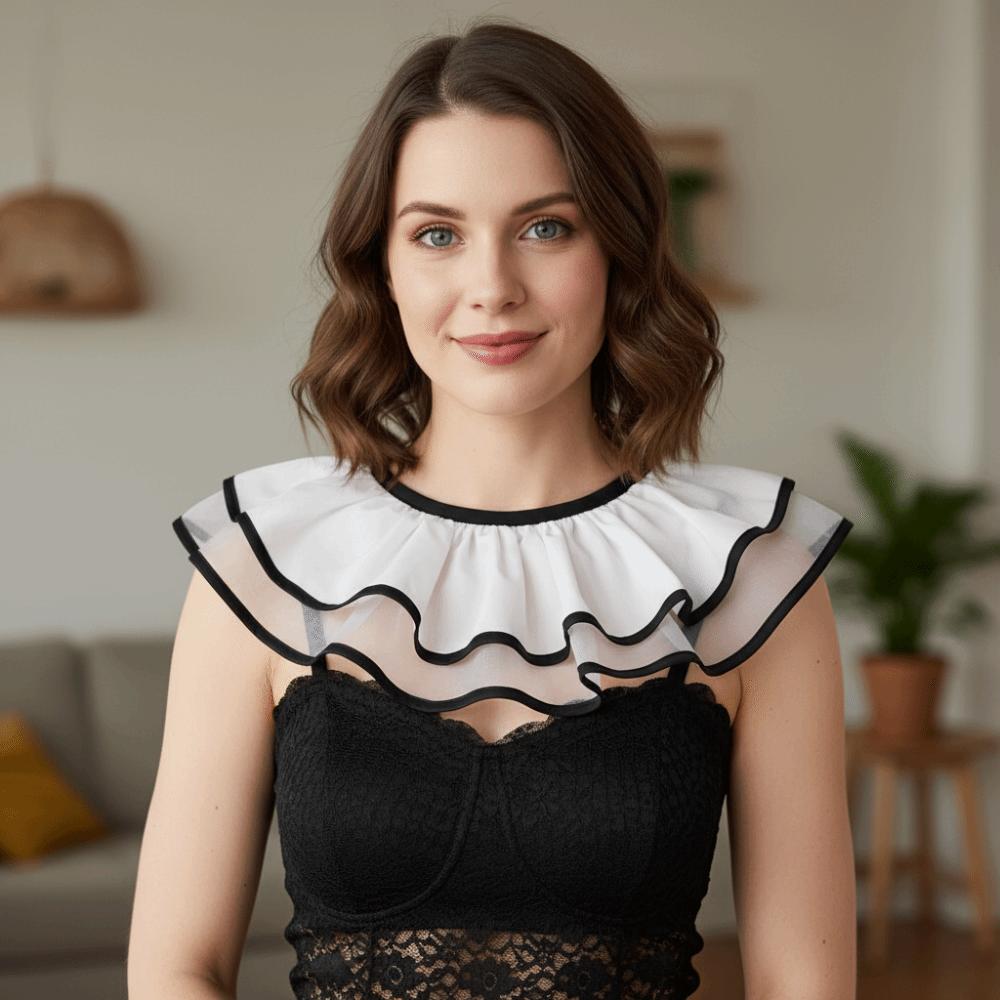 Pleated Design Lolita Fake Collar Retro Style Clown Costume Shawl Lolita Lapel Cape Costume Party