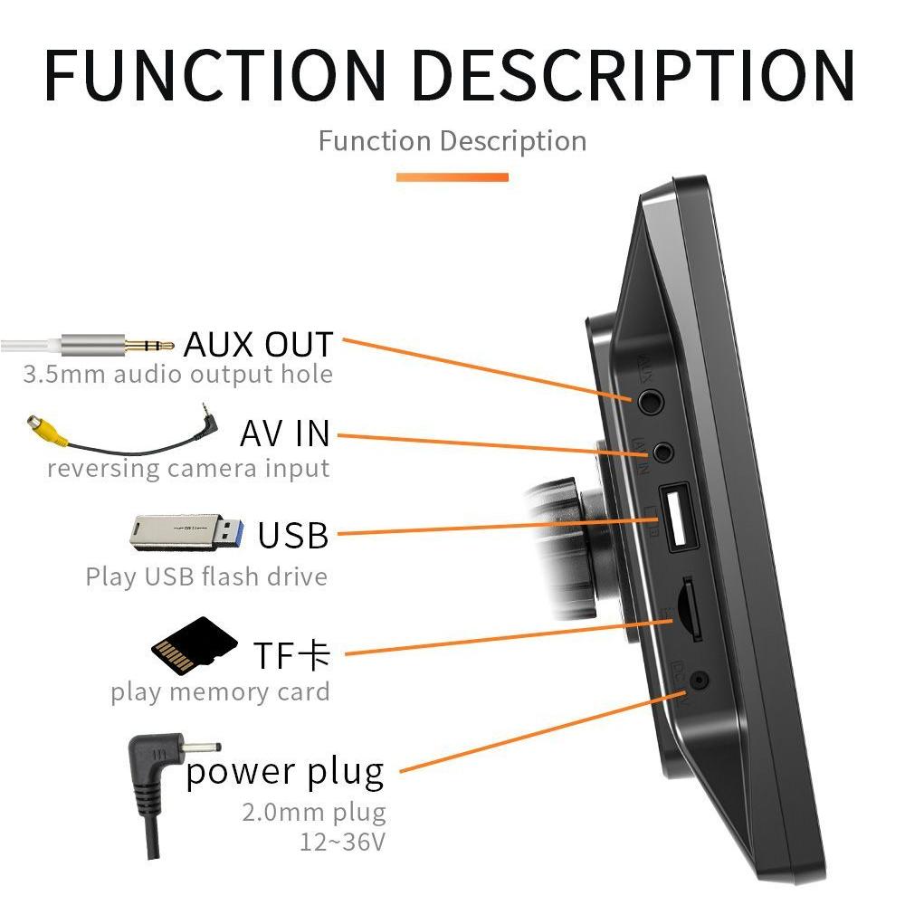9-дюймовый сенсорный экран Автомобильный MP5-плеер Беспроводной Carplay/Android Авто Bluetooth Радио Многоязычная поддержка камеры заднего вида