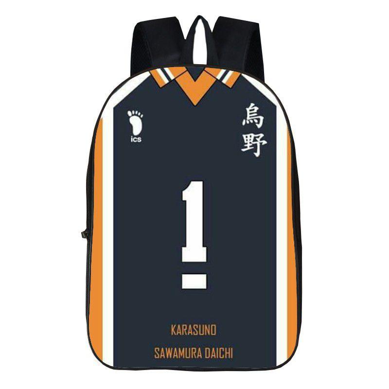 Fashionable Karasuno High School Backpack With Anime Haikyuu Print And Easy-clean Fabric