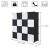 16 Cube Organizer Stackable Plastic Cube Storage Shelves Design Multifunctional Modular Closet Cabinet with Hanging Rod Black and White