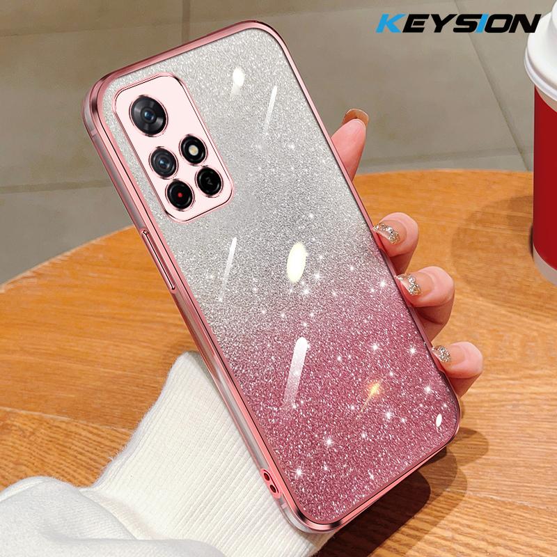 KEYSION Роскошный чехол-бампер с покрытием и блестками для Redmi Note 11 Pro 11S 5G 11 Pro+ 5G, прозрачный, из мягкого ТПУ, противоударный