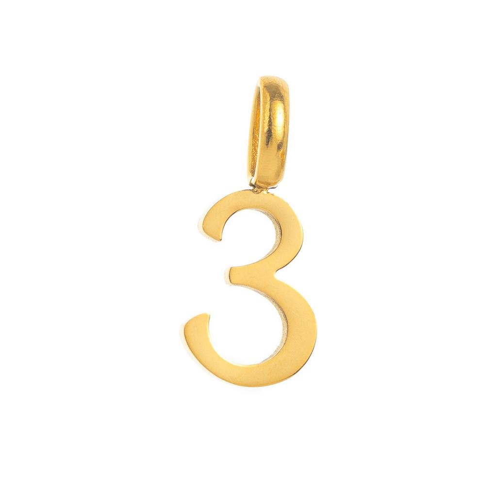 Stylish And Simple Diy Accessories 0-9 Digital Pendant Titanium Steel Furnace Vacuum Plating 18K Real Gold