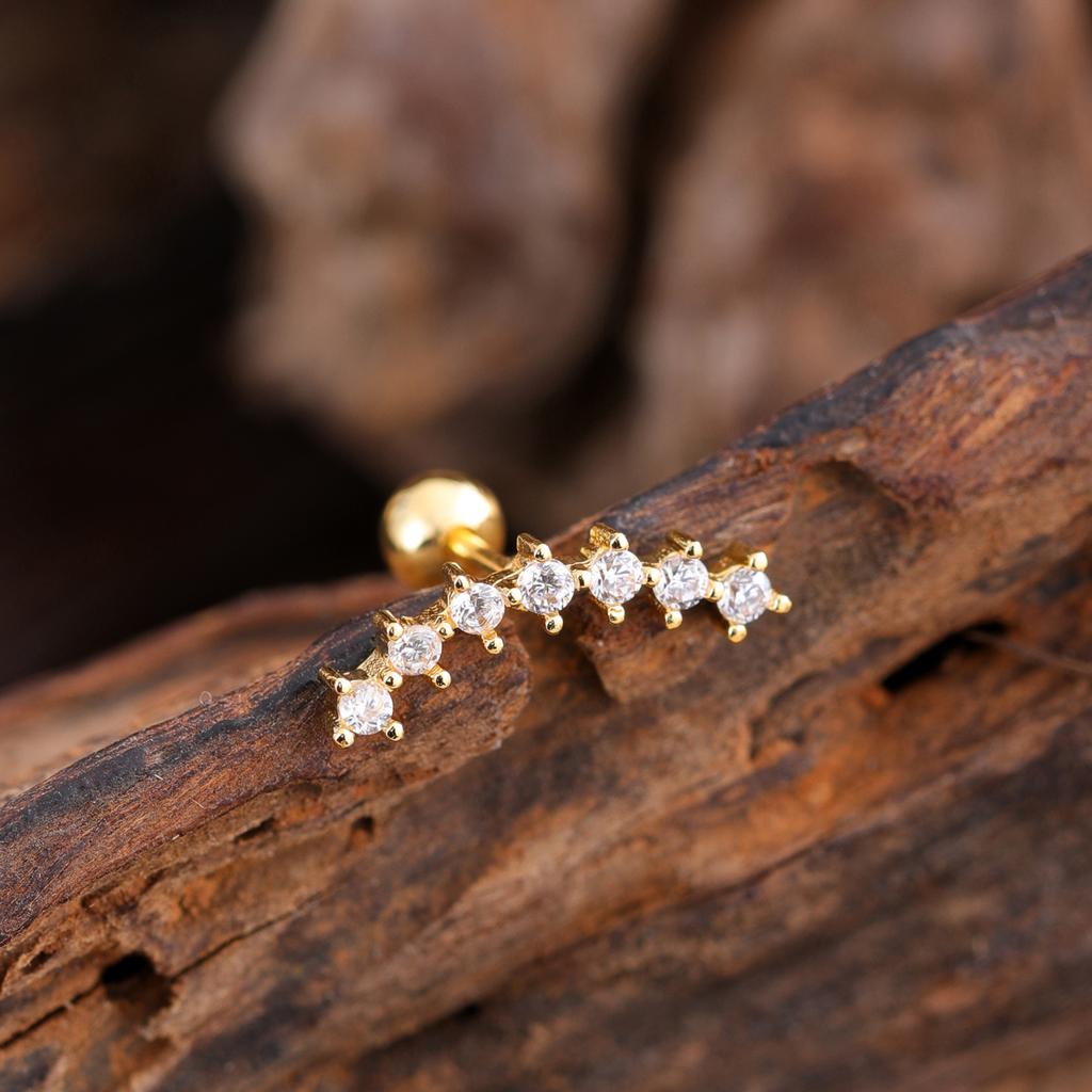 10 шт./набор 20G Золотая серьга-пирсинг хряща уха с CZ, серьга-пирсинг трагуса, дизайн медведя и паука, кольца-гвоздики для хеликса, пирсинг конч уха, ювелирные изделия из стали 316L