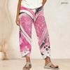 Women Plus Size Cross Hem Long Pants Colorful Sketch Heart Star Graffiti Print Loose Casual Trousers