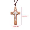 Простая религиозная вера Молитва Крещение Христианский Иисус Дерево Металл Крест Вощеный шнур Ожерелье Мужчины Женщины Аксессуары Ювелирные изделия Подарок