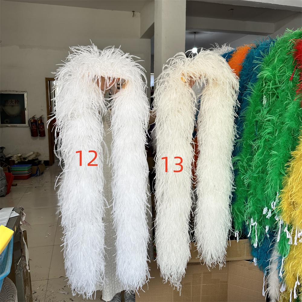 DIY 1 3 6 10 20Ply Natural Ostrich Feathers Boa 2 Meter Fluffy Ostrich feather Shawl for Wedding Party Dress Sewing Decoration Scarf