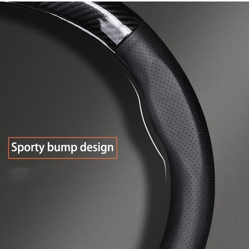 Чехол на руль из искусственной кожи с внутренним кругом - ультратонкий, противоскользящий, с дизайном из углеродного волокна, универсальная посадка, защита колес автомобиля