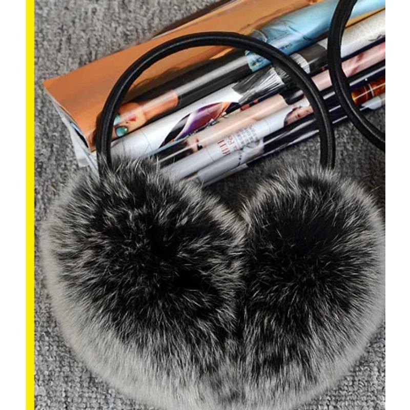 Luxury Women Winter Warm Real Fox Fur Earmuffs Fashion Lady 100% Natural Fox Fur Ear Muffs Thermal Girl Real Fox Fur Earmuff