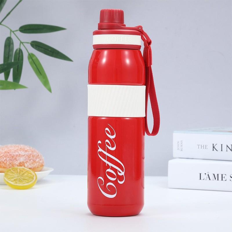 Large Capacity Vacuum Insulated Stainless Steel Water Bottle With Carry Rope Outdoor Hiking Office Use