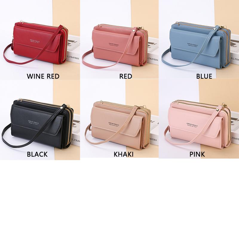 Женская сумка-мессенджер, большая вместительная сумка для мобильного телефона, модная сумка на плечо с двойной молнией, сумка для мобильного телефона