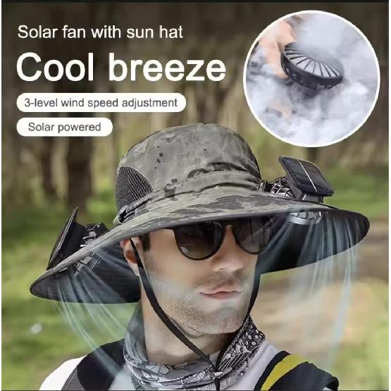Outdoor solar-powered fan hat, breathable fishing sun hat, with adjustable fan direction and wind speed function