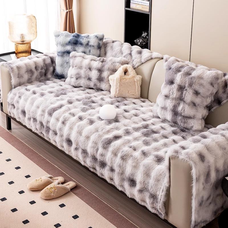 Winter Thick Sofa Towel Warm Rabbit Plush Can Cover Seat Cover Cover Backrest Armrest All-Inclusive Cover Cloth Blanket