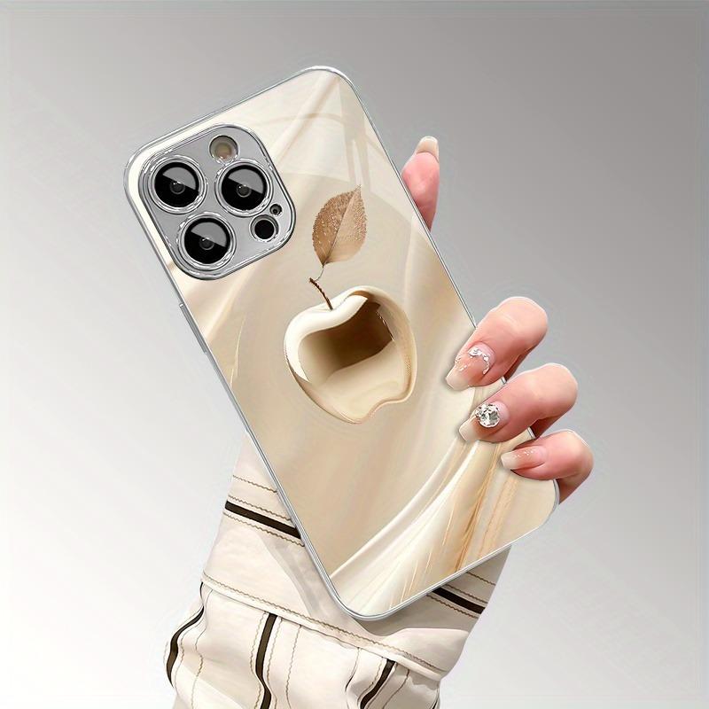 Креативный золотой кристалл с рисунком яблока Чехол для телефона Для iPhone 17Air 11 12 13 14 15 16 17 Pro Max Plus 16E Закаленное стекло