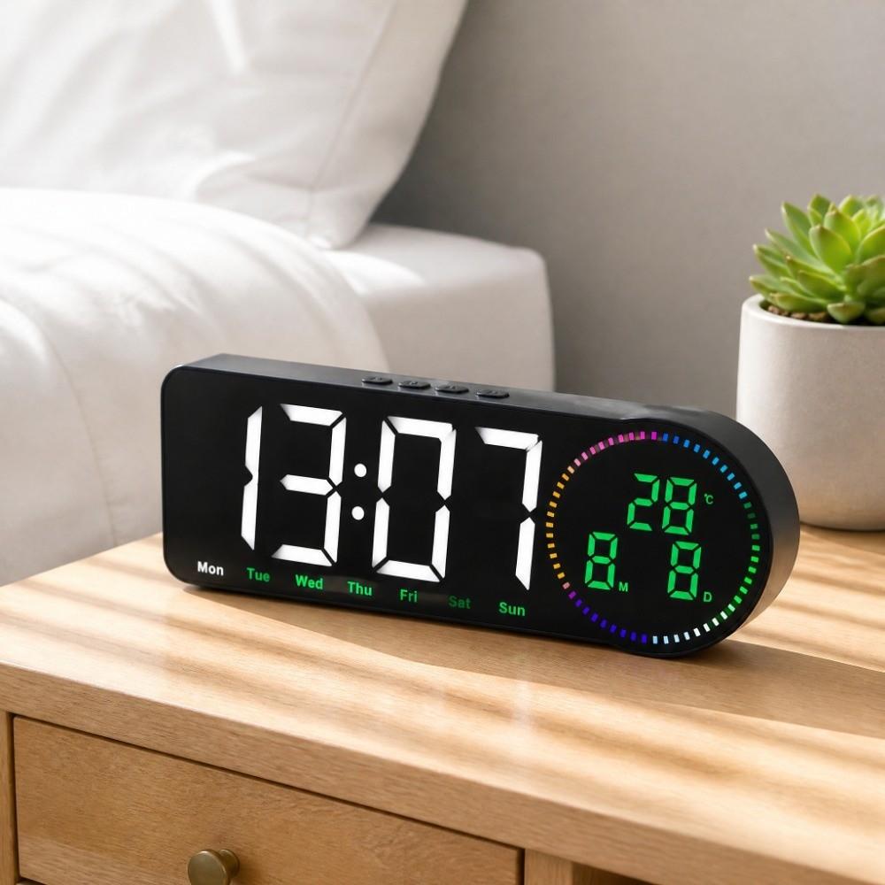 Large Display LED Digital Clock Date/Week/Temperature Digital Alarm Clock LED Table Clock  Desktop