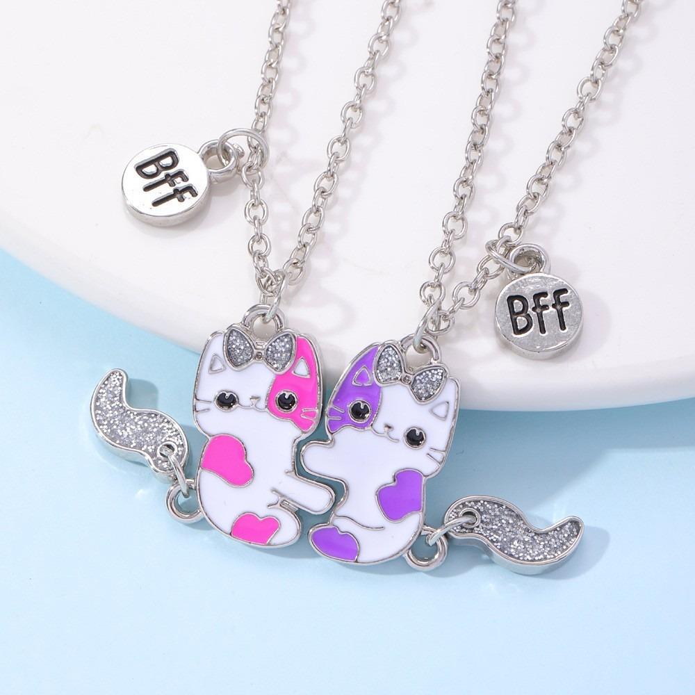 Children's Oil Rainbow Love Necklace BFF Good Friend Set Necklace Female Light Luxury Girlfriend Necklace