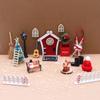 19PCS DollHouse Elf Door Christmas Decor Fake Light String Hat Wreath Mini Tree Gift Boxes Fairy Toyhouse Miniature Scene Model