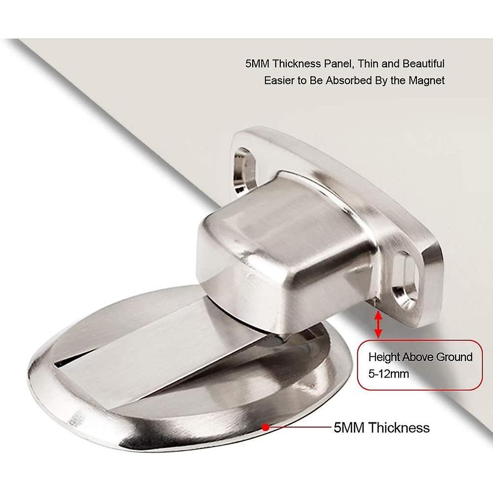 Strong Magnetic Metal Door Stopper Heavy Duty Door Stopper with 3M Floor Mounted Conceal Self Adhesive Screws, 2 Piece, Silver less