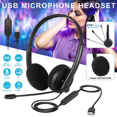 Проводная USB-гарнитура для колл-центра с шумоподавлением, вращающимся на 270° микрофоном, деловые наушники с громкой связью для ПК, домашнего офиса