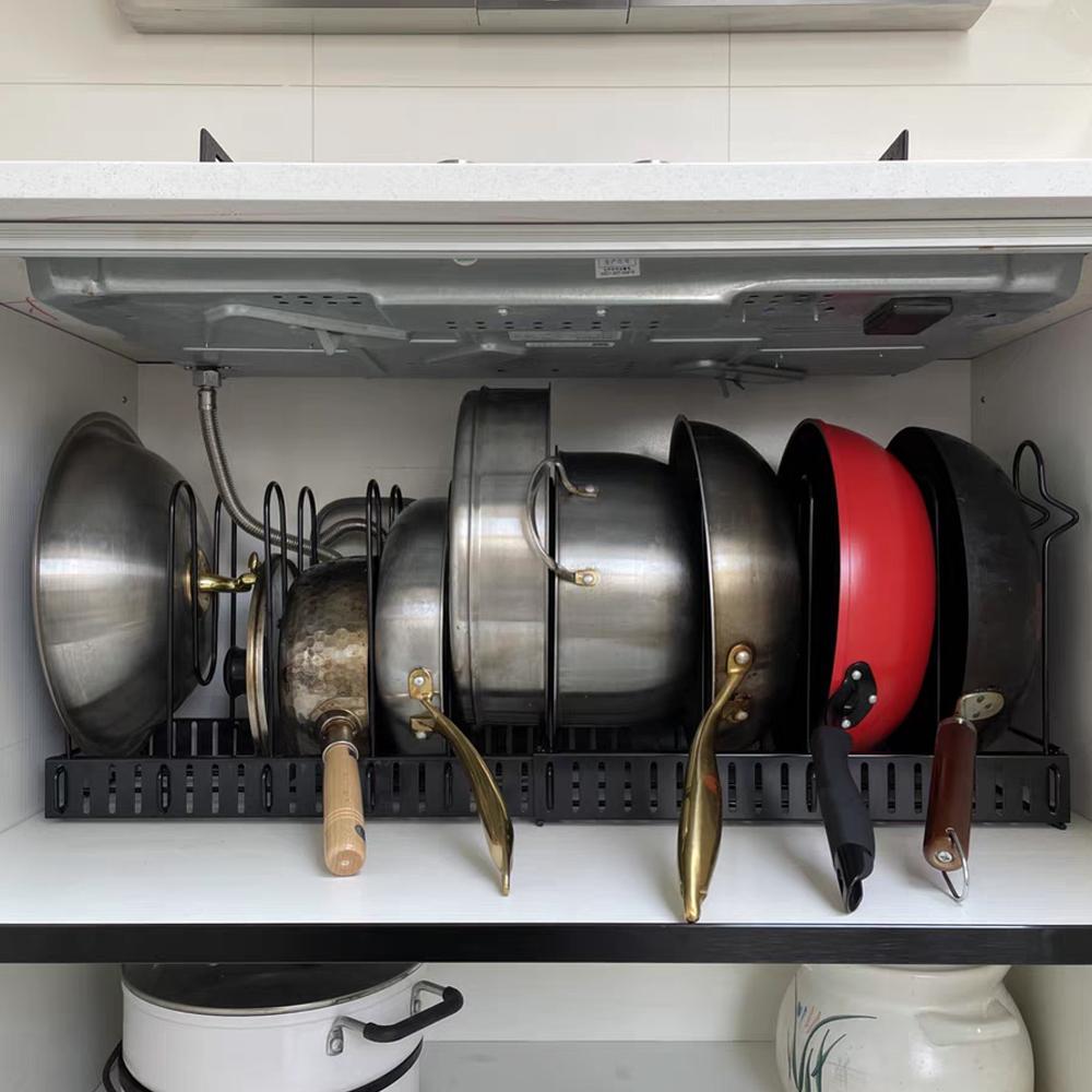 Органайзер для хранения сковородок, многофункциональная стойка для хранения посуды, кухонные аксессуары, регулируемая полка для сушки тарелок и мисок