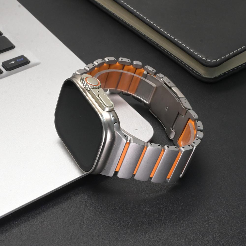 Титановый силиконовый ремешок для Apple Watch Ultra 3 2 49 мм Серии 11 10 46 мм Роскошный браслет для iwatch 9 8 7 6 5 SE 45 мм 44 мм Ремешок