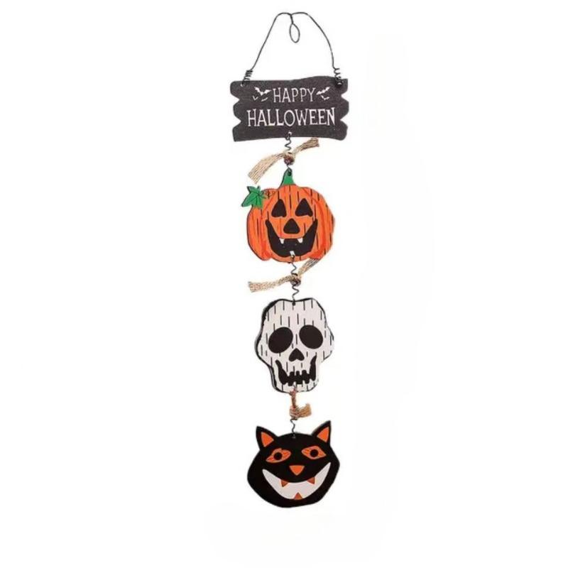 2pcs Halloween Door Hanging Sign Happy Halloween Wooden Signs Rustic Door Hanger Sign for Home Room Indoor Outdoor Ornament