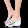 Gold Sequined Women Wedges Slippers Muffin Platform Female Summer Slippers High-heeled Casual Anti-slip Womens Slippers