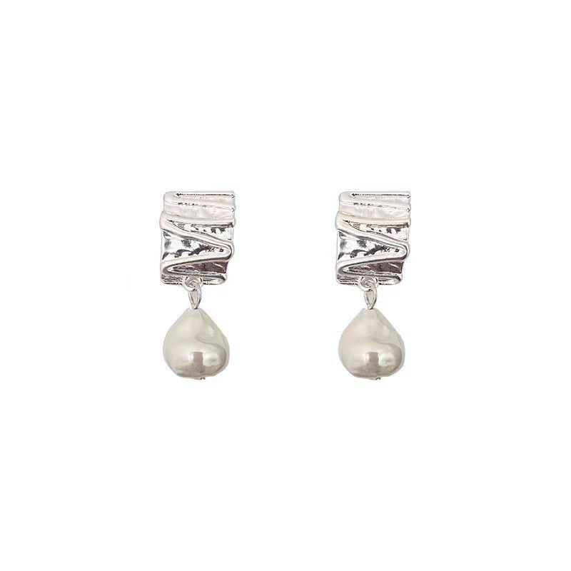 Элегантные серьги с текстурированным жемчугом S925 для женщин – простые, модные и универсальные