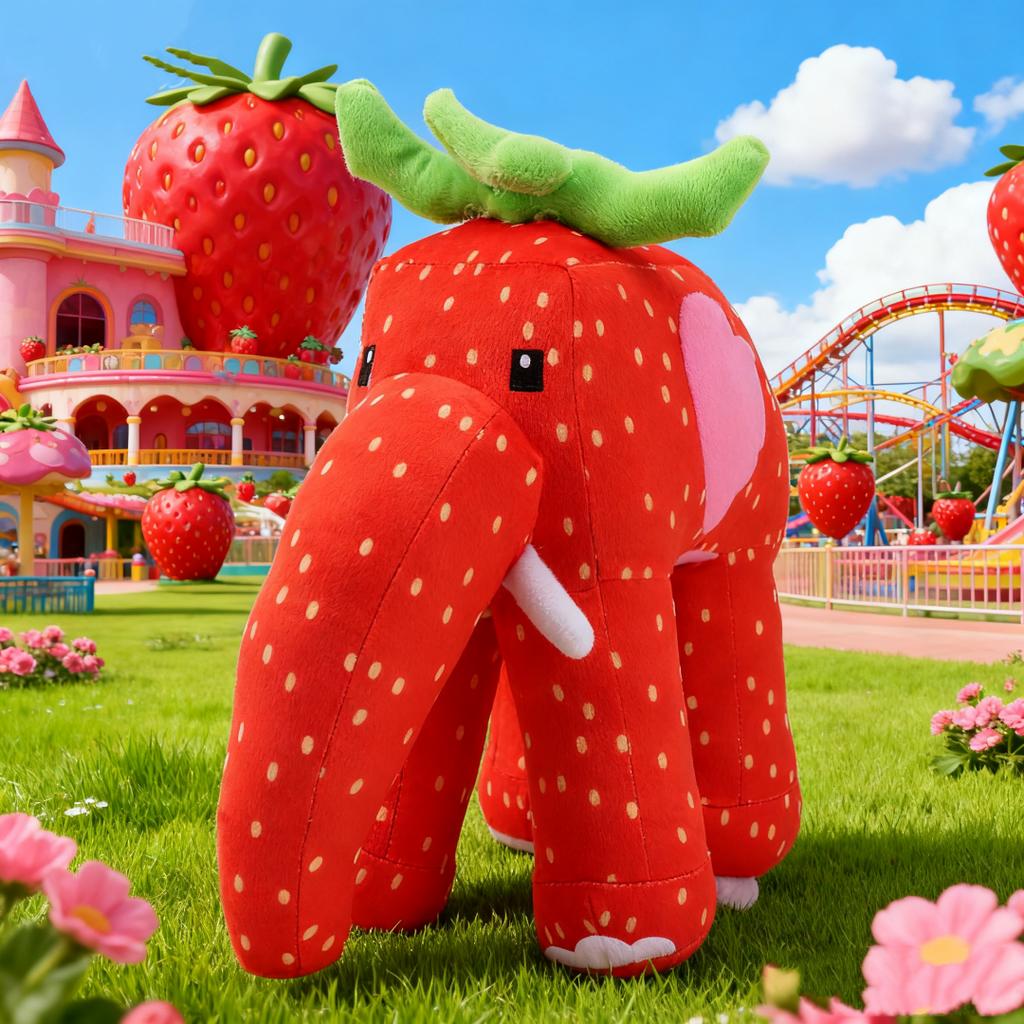 Kawai Steal A Brainrot Esok Sekolah Plush Strawberry Elephant Stuffed Doll Steal a Brainrot Plush Anime Activity Toy Fans Present