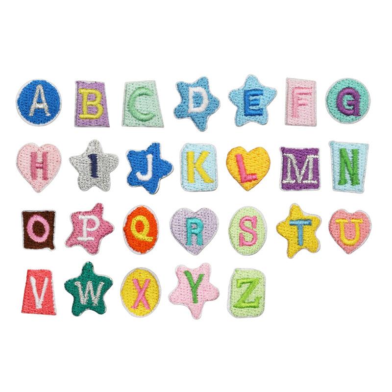 English Letter Embroidery Cloth Sticker Small Size Diy Pendant Decorative Patch Sticker Love Star Letter Embroidery Chapter Boy