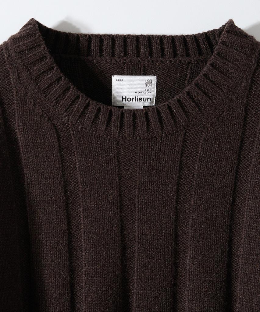 HORLISUN Meadow Wide Rib Crewneck Knit Dark Brown