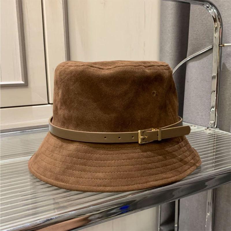 Basin Hat Tide Bucket Hat Women's Casual Versatile Breathable Autumn and Winter Suede Sunscreen Sun Hat Face Cover Big Edge Hat