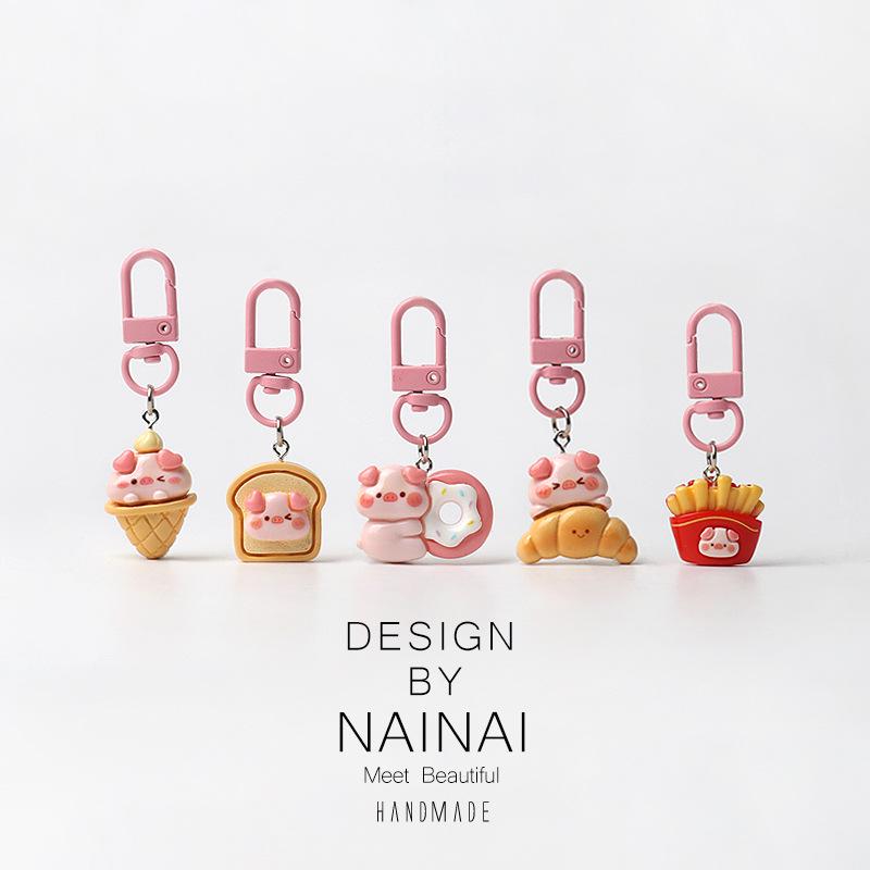 Розовый поросенок десертный брелок-подвеска: Милый мультяшный аксессуар для украшений для девочек