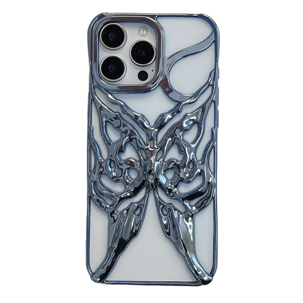 Чехол для iPhone 16 Pro Max, гальванизированный, с полым узором бабочки, креативный дизайн, чехол-бампер из ТПУ