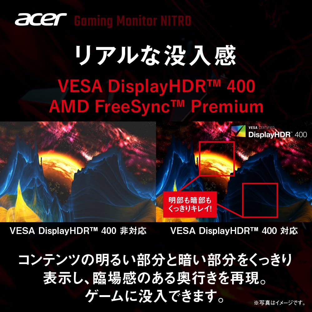 Acer Gaming Monitor Nitro High Color Gamut IPS Matte WQHD 170 Гц Delta Less than E1 VESA DisplayHDR 400 HDMI DisplayPort Регулировка высоты Поворот