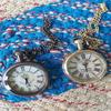Set of 2 Pocket Watch with Vintage Charm Golden Chain Replica