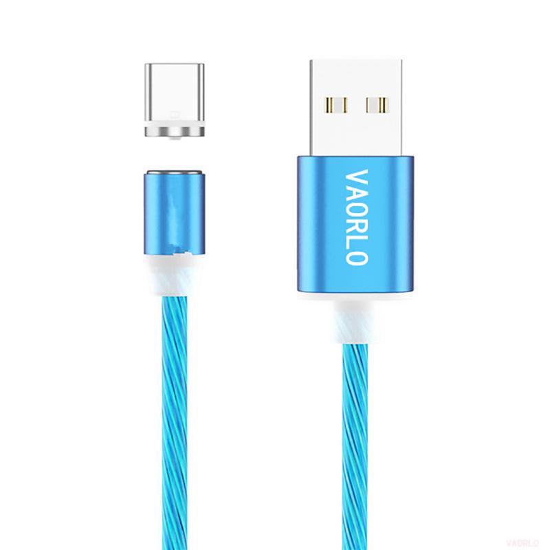 VAORLO Glowing Magnetic Charging Cable Cable + Plug Quality For Micro Type-C 8 Pin Easy Charging Fashion USB Charge